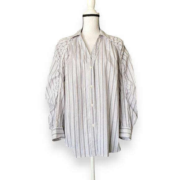 Brochu Walker The Tanner Stripe Button Up Blouse M Tempest Stripe Combo Cotton - Picture 4 of 12